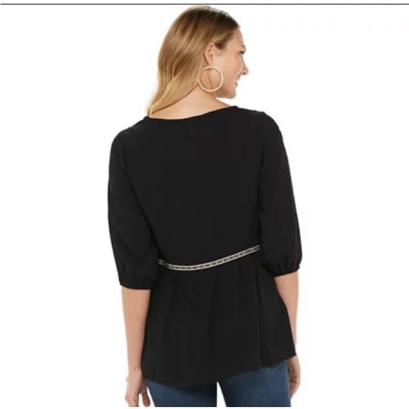 Citrus and Lemon black embroidered 3/4 sleeve top - Picture 9 of 9